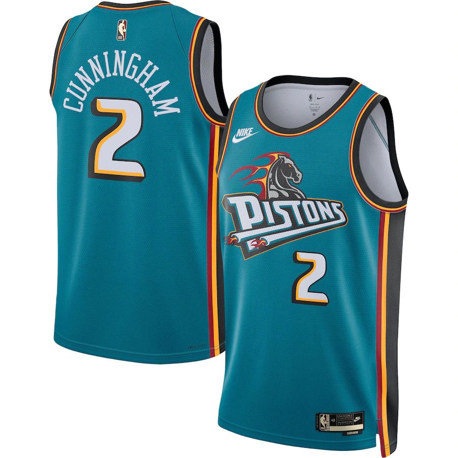 Men Detroit Pistons #2 Cade Cunningham Nike Teal Classic Edition 2022-23 Swingman NBA Jersey->customized nba jersey->Custom Jersey